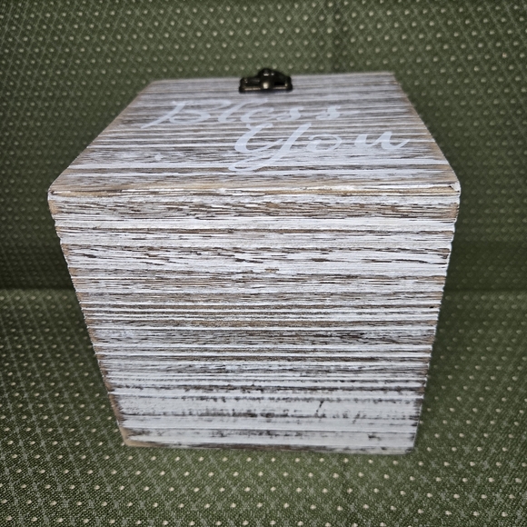 Rustic Wooden Tissue Box Holder With Latch that says Bless You - Picture 7 of 7